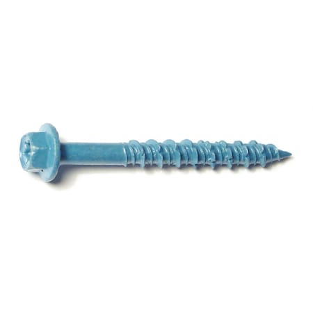 Torquemaster Masonry Screw, 5/16" Dia., Hex, 2 3/4 in L, Steel Blue Ruspert, 50 PK 54276